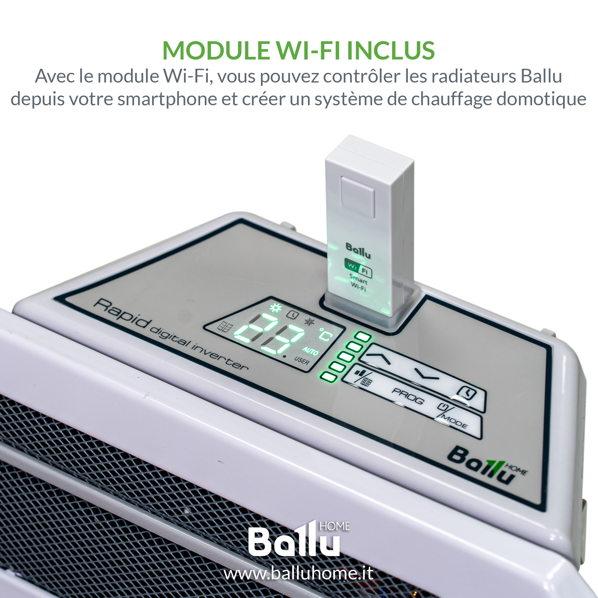 Termoconvettore Elettrico Rapid 1800 W con Inverter e Wi-Fi